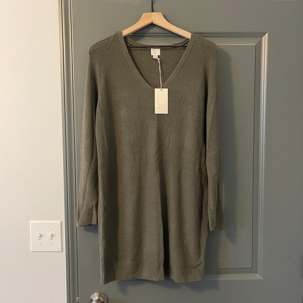 Olive green midi dress long sleeve. Brand new with tags.